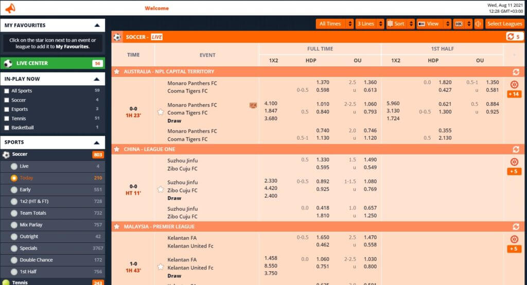 The Indibet sports book offers a variety of sports