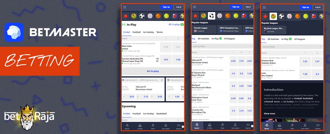 All betting features on Betmaster.