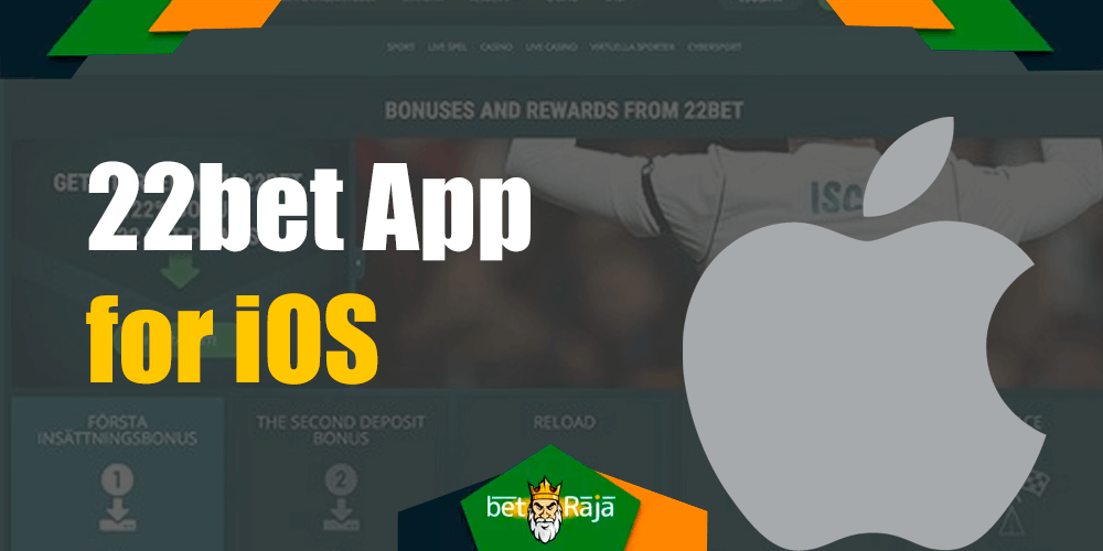 The iOS version of the 22bet app.