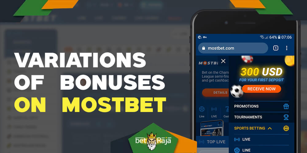 All available bonuses on the mostbet platform.