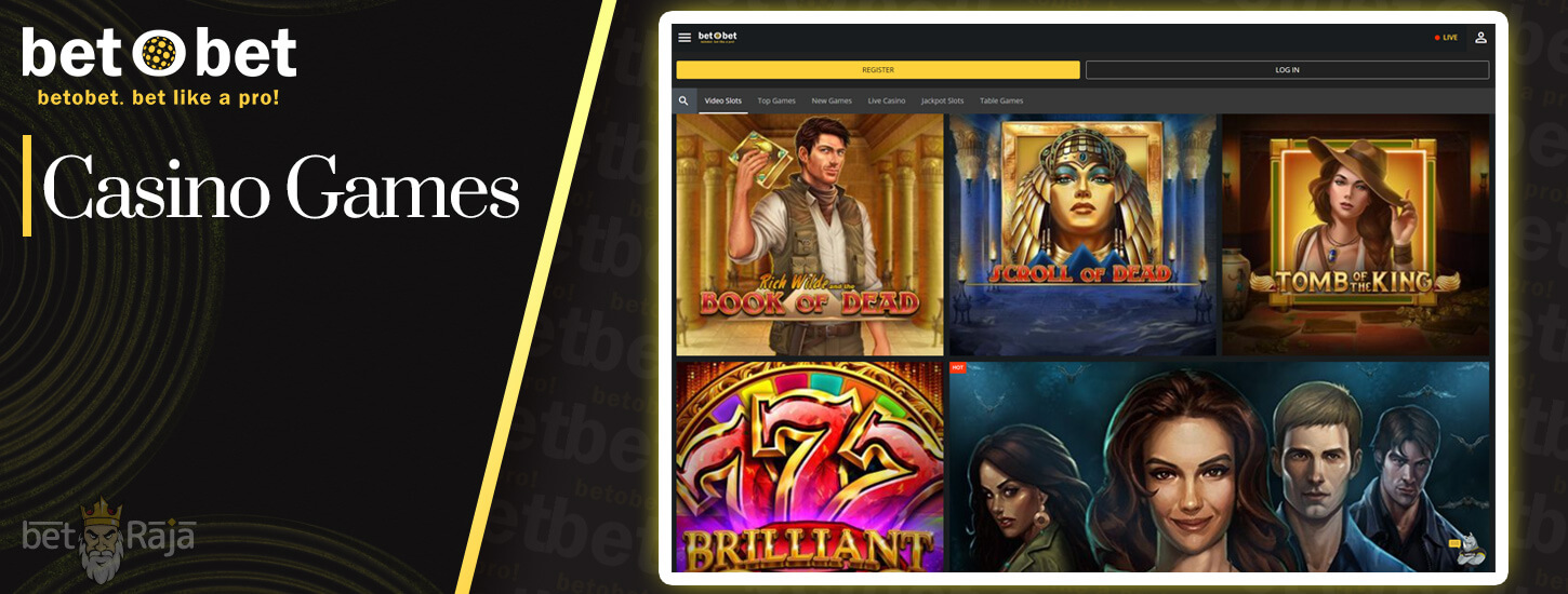 All presented casino games on the betObet platform.