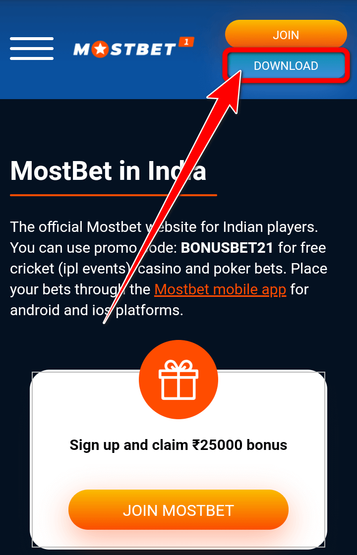Download and install Mostbet application