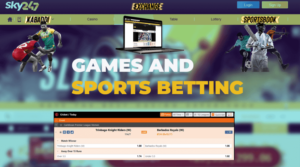 Sky247 bookmaker has a wide range of bets, all popular casino games are available.