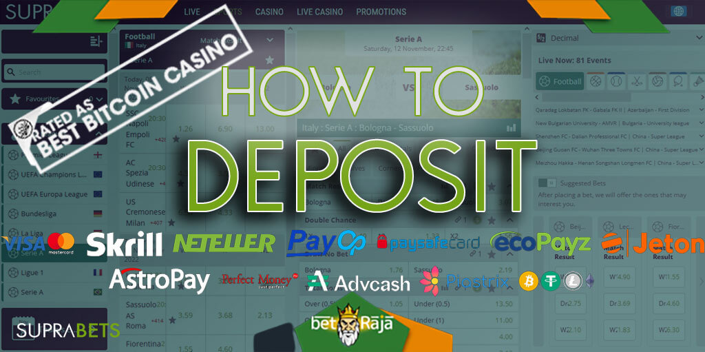 All available deposit methods of Suprabets casino.