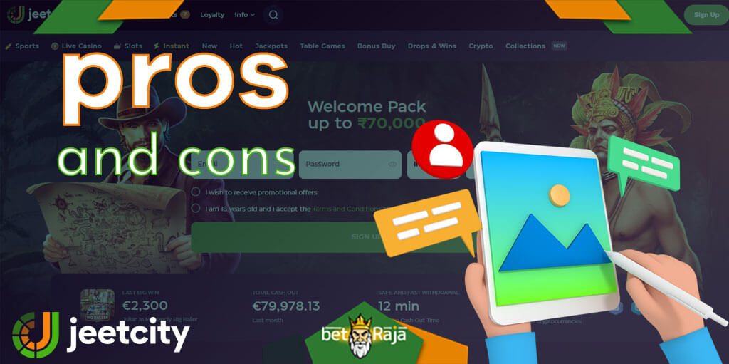 Advantages and disadvantages of Jeetcity casino.