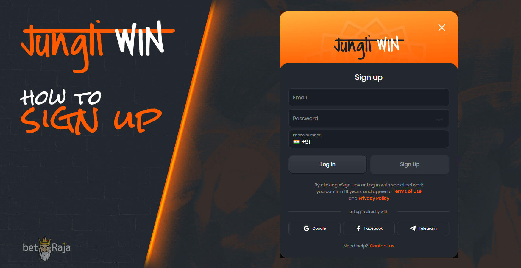 The easiest way to create an account on the jungli win.