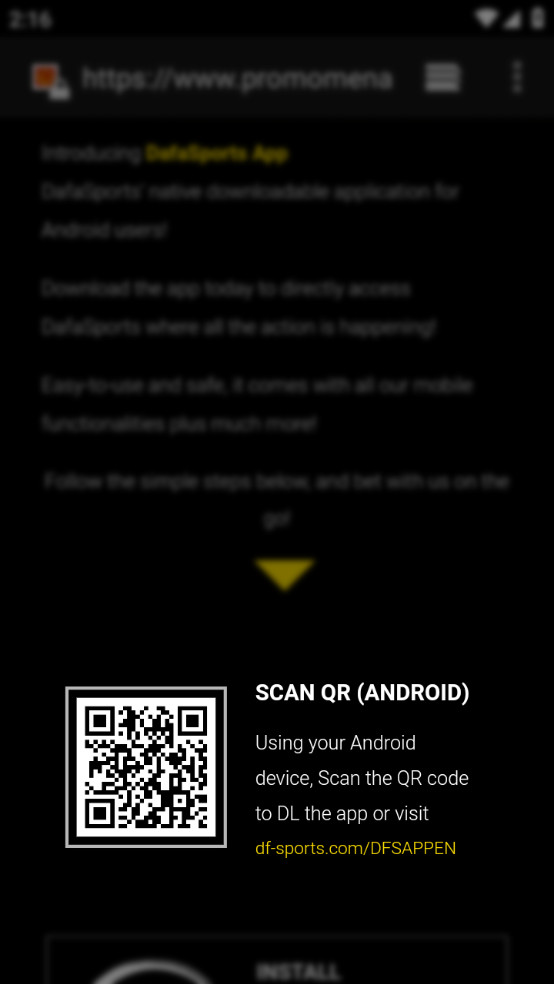 QR code for Android to start downloading Dafabet app