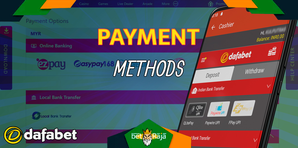 The Dafabet app accepts various payment systems