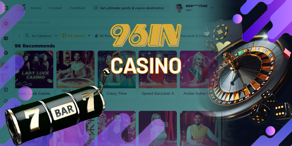 96IN Casino presents the most popular games, slots, games with live dealers