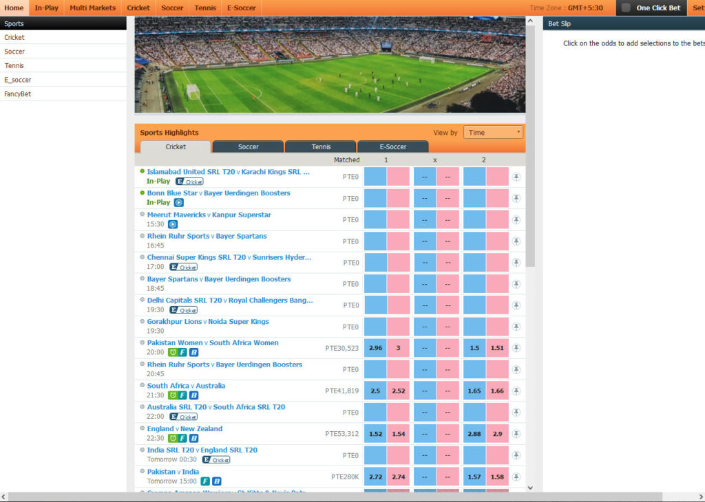 Screenshot of the Sportsbook page of the official JeetBuzz website