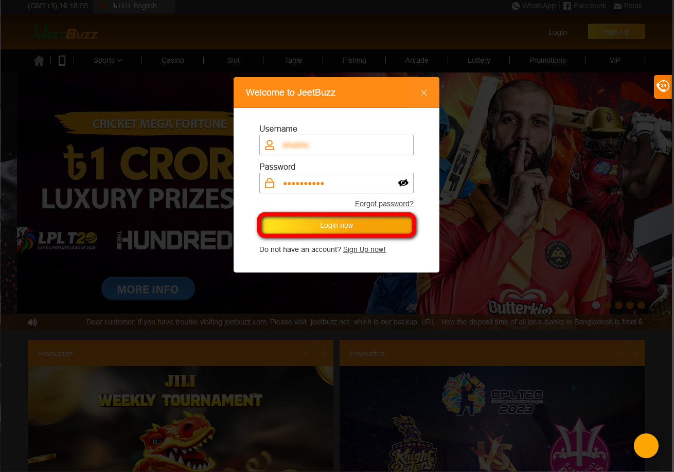 To place bets on the JeetBuzz casino site, you need to register.