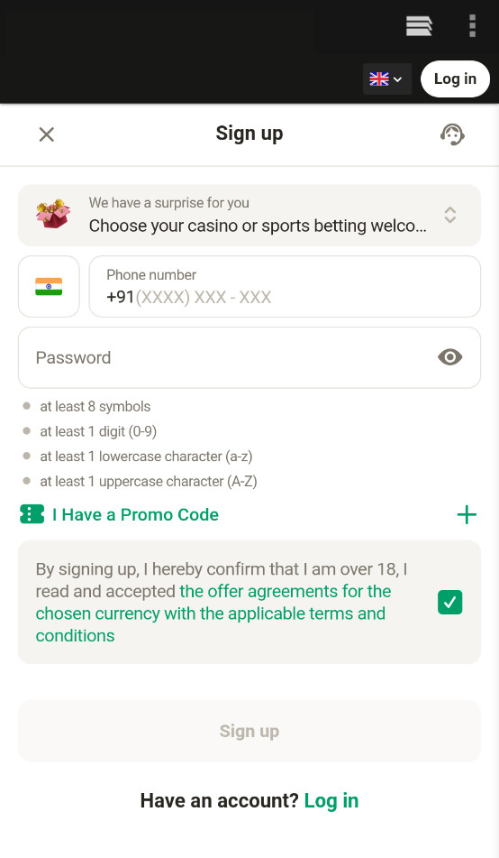 In the football application, you can create an account with a bookmaker.