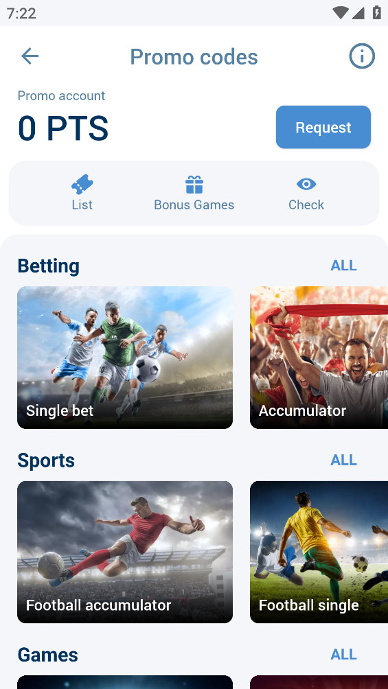 Screenshot Betting section for 1xBet official website