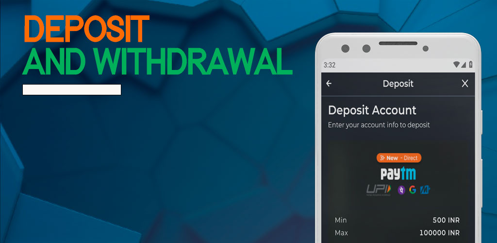 In the 9winz app, you can deposit or withdraw funds using any method popular in India.