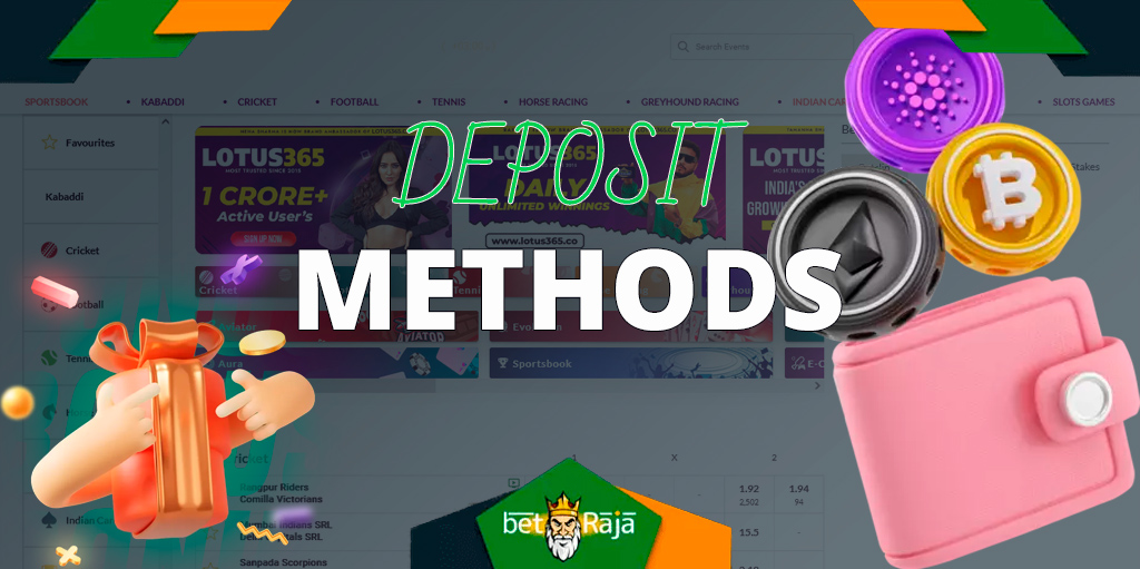 Lotus365 bookmaker accepts the most popular deposit methods in India.