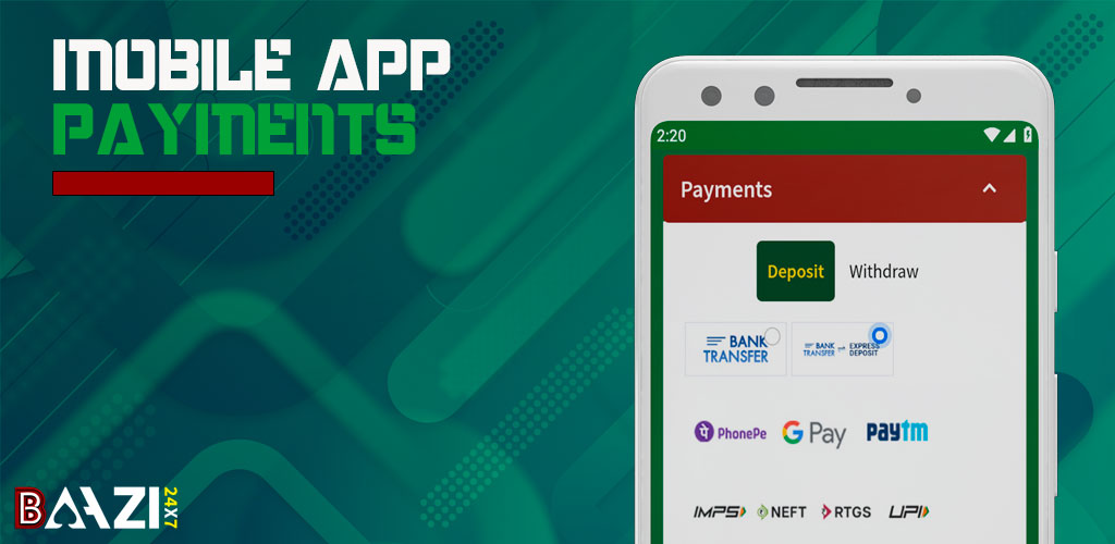 Baazi247 casino app supports all popular payment methods.