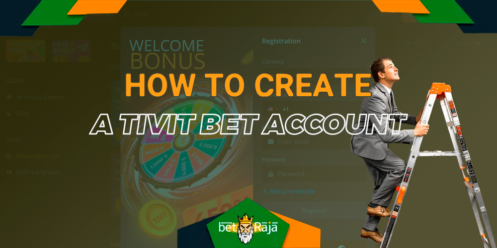 Step-by-step instructions for registering on the Tivit Bet casino website.