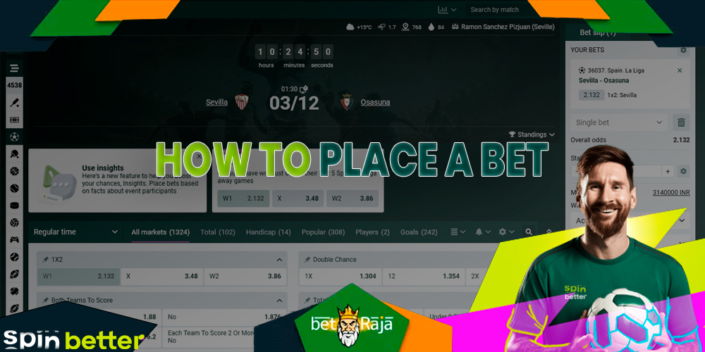 Step-by-step instructions on how to place bets with the bookmaker Spinbetter.