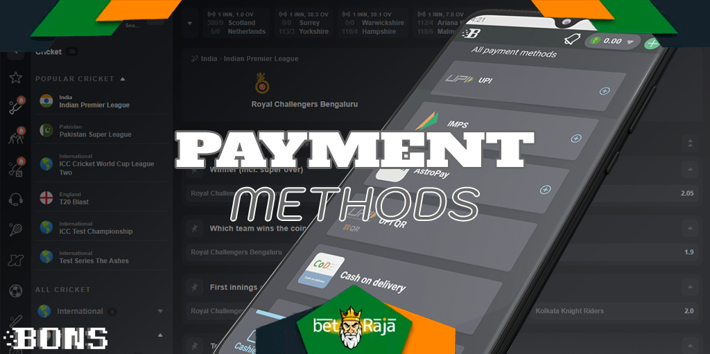 Payment methods via the SpinBetter mobile app