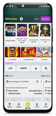 Screenshot of SpinBetter mobile app