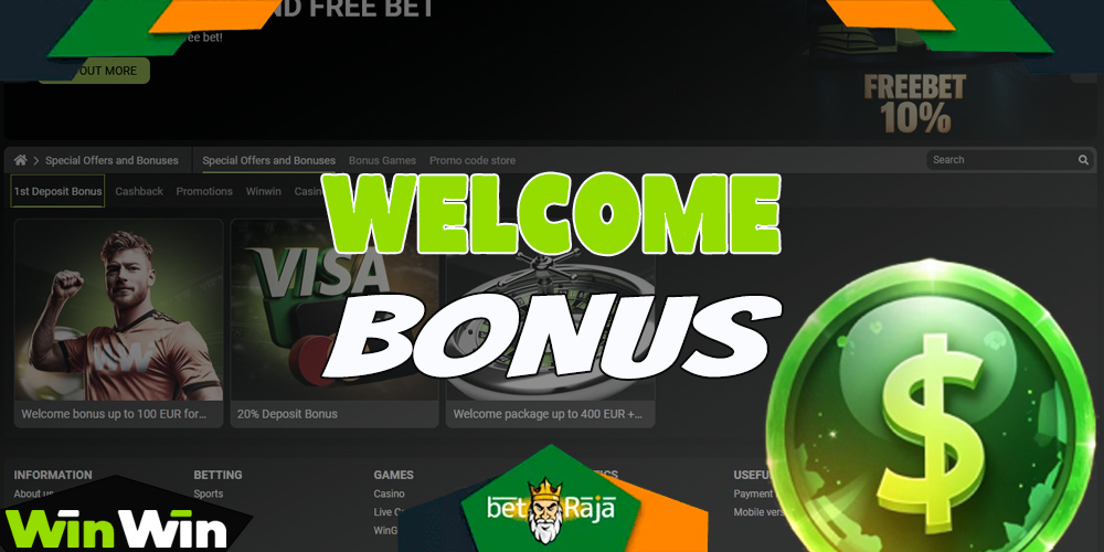 The WinWin platform offers its players a starting bonus to choose from: for casino games and for sports betting.